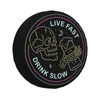 Live Fast Drink Skull Funny Skull Spare Wheel Pneu Tampa para Toyota Mitsubishi Suzuki Jeep RV SUV Camper Acessórios para veículos