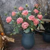 Dekorativa blommor Single Burnt Edge Rose Romantic Fire Rostad Floral Decoration CULLED Living Room Table Pography Props