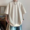 Mens suede korte mouw t -shirt vintage losse t -shirts vrouwen casual oversized t shirt o nek retro harajuku tops tees 240403