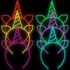 6pcs Pop Party Style Girl Glow in Dark Unicorn Cat Ears Happy Birthday Letter Luminal Band Band Propys spéciaux Accessoires de cheveux