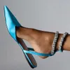 Summer Fashion Solido Colore Sandals a punta Sandali di cristallo per matrimoni in pelle esterna Ausità di tacchi alti 240410