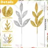 Decorative Flowers Christmas Gifts Artificial Plants 20 Pieces Glitter Leaves 13.1 Inch Silver Tail Home Decor Diy Wedding Garland