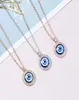 Evil Eye Necklace Third Blue Eyes Amulet Pendant Dainty Ojo Gold Chain Necklace Kabbalah Protection Adjustable Fashion Jewelry Gif2569574