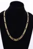 Mens 24k Solid Gold GF 8mm Italian Figaro Link Chain Necklace 24 Inches5701327