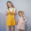 2023 Girl Denim Suspender kjol med nallebjörn sommar barn kläder barn rosa kjol för flickor jeans overaller 2-10 år