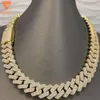 2024 Collar popular chapado de oro de 18 mm D VVS MOISSANITE Diamante Diamante de alta gama Cadena de enlaces Cuban para hombres
