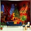 タペストリーメリークリスマスサンタクロース暖炉印刷パターンタペストリーホームリビングルームベッドルームの壁の装飾