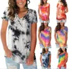 Mujeres 2023 Summer NUEVA Moda Tie Dye Impresión Lo suelta Camiseta 3D Camiseta Camiseta corta