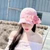 Boll Caps 202404-shi ins chic original design Cherry Blossom Pink Rose Flower Ribbon Bowknot Lady Baseball Hat Women Leisure Visirs Cap