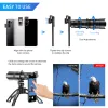 عدسة Apexel HD 2040X Phone Lens Camera Teapto Zoom Monocular Telescope Lens + Selfie Tripod مع مصراع عن بُعد للهاتف الذكي