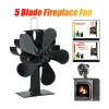 5-Blade Heat Powered Stove Fan for Wood Log Burner Fireplace Quiet Environmental Fan Heater Tool Efficient Heat Distribution