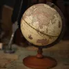 GLOBE 22CM Värld Globe Earth Map på engelska Retro Trä Bas Earth Instrument Geography Education Globe Desk Decoration Möbler