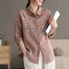 Boulons pour femmes Fashion Low Abled Button Bouton broderie Shirts Vêtements 2024 Automne Hiver surdimensionné surdimension