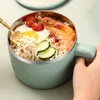 Servis uppsättningar Bento Bowl -handtag Instant Noodle Ramen Bowls Soppmuggar med handtag rostfritt stål lock