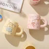 Tazas de dibujos animados de dibujos animados de cerámica de cerámica desayuno de cereal de cereal de cereal agua para una oficina pareja de niñas regalo