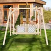 Swing de porche de patio extérieur, banc de chaise rustique à 2 places de 6 places en bois à 2 places pour pelouse du porche avant arrière