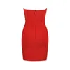 Casual Dresses Red Bra Fashion Sexy Flower Elastic Slim Fit Bandage Dress Sleeveless Party Wedding Banquet Toast Evening Clothing