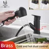 Copper Pull-Out Kitchen Faucet Hot and Cold Wash Basin Hushållens universella teleskopiska kran Sink Splash Proof