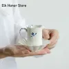 100ml Pure Hand-painted Butterfly Orchid Coffee Cup Relief Ceramic Mug Teacup Breakfast Milk Mug Cute Pottery Mugs Wholesale