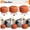 OTAUTAU Size M Big Round Faux Leather Ottoman Stool Beanbag Pouf Footstool Stuffed Bean Bag Footrest Floor Corner Seat Puff