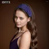 Hair Clips HNNYX Retro Pearl Headband Sparkling Wide Brim Head Piece For Women Korean High Grade Fashion Party Accessory A153-Purple