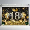 Famiglia di compleanno di 18 anni Fotografia Black Gold glitter Girls Girls Girlth Birthday Foto Booth Sfondo