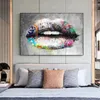 Красочные граффити губы холст рисовать творческие губы плакаты и принты абстрактные настенные художественные картинки для гостиной домашний декор