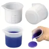 5Pcs Set 50ml Silicone Measuring Cup Tools Round Silicone Mold Clear Graduated Epoxy Split Cup DIY For Casting Resin Mold Art Ki