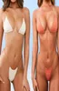 Baddräkt kvinna 2 stycken sexig ren bikini push up g sträng baddräkter transparent axelrem badkläder kvinnor sexig bikini set7414330