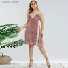 Abiti casual di base Plus Size Restry Contrast Mini Abito Mini Sleep Domani Domani Caspite Spazzate Casualmente per le donne Curve Cami Sleep abbigliamento L49