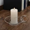 2pcs/set European Buntglas Rundkerzenhalter mit Griffe Candlelight Esstisch Candlestick Haushalt