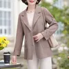 여자 정장 우아한 여성 블레이저 코트 버튼 라펠 단색 스프링 느슨한 재킷 여성 가을 ​​패션