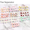 8 pc's/pack siliconen teen separator schattige zachte pedicure tools daisy bloem hart strass voet vinger separator zorggereedschap BES13