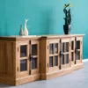 Country French Oak Wood TV Sold Stand High Light Luxury Log Lock Room Storage Gabinete