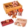 Toys de déverrouillage en bois ensemble avec boîte 3D Puzzles jeu kong ming lu banque verrouiller les enfants adultes iq cerveau teaser éducatif jouet enfant cadeaux