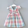 Girl's Dresses 2022 New Summer Girls Dress Korean Strap Plaid Casual Sleeveless Party Princess Dress Cute Childrens Baby Kids Girls Clothing