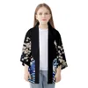 Flewing Flower Crane Wave imprimé cardigan noir surdimensionné Haori Women Men Harajuku Kimono Cosplay Blouse Yukata Clothing