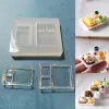 1pcs 1:12 Dollhouse Miniature Dîner assiette Boîte à lunch Boîte de bricolage Drop UV Glue Silicone Moule de poupée Accessoires (uniquement des moisissures)