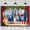 Photography Background Christmas Window Door Glitter Xmas Trees Toy Shop Kids Family Portrait Decor Backdrop Photo Studio