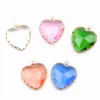 4pcs facettierte Herzschützer Gla -Anhänger für Schmuck Herstellung Halskette Anhänger Erkenntnisse DIY Messing Kantenzubehör 28*28mm