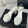 15a Sapatos de vestido Top qualidade Plataforma de moda feminina de couro genuíno bombas de salto alto redondo slingbacks sandálias elegantes abertos