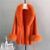 Full Circle Big Fox Päls Finländsk importerad räv Midlängd Beltstil Dubbelsidig Wool Coat Women's Temperament Pure Color