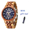 Polshorloges modestijl heren sport horloges mix sandaal houten bamboe horloge voor man houten riem kwarts polshorloge chronograaf relogio