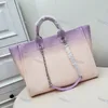 9A Gradient Couny Couleur Real Leather Beach Shoping Sac Embrayage Deauville avec Handle Handle Totes Silver Metal Hardware Matelasse Crossbody Body Sac à main