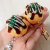 Gesimuleerde Japanse voedsel Key Chain Creative Personality Octopus Kleine ballen Taiyaki Burn Model Student Bag Mobiele telefoon Hanger