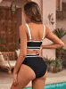 Sexy High Waist Swimsuit Women Solid Bikini Black Swimwear Female Biquini Sport Set Beachwear Bathing Suit 240410