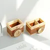 Creative Camera Wooden Pencil Holder Home Desktop Stationarys Makeup Organizer Square Pen Holder