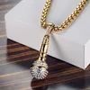 Pendant Necklaces Personality Gold-Plated Microphone Necklace Man Woman Hip Hop Rock-Encrusted Accessories Party Jewelry
