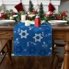 Blue Hexagram Passover Linen Table Runner Jewish Menorah Hanukkah Holiday Kitchen Dining Bord Runner för hemfestdekor