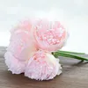 Flores decorativas Peony Peony Flower Artificial Bouquet Wedding Home for Party Xmas Mall Decoración rosa claro